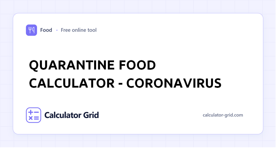 Quarantine Food Calculator - Coronavirus