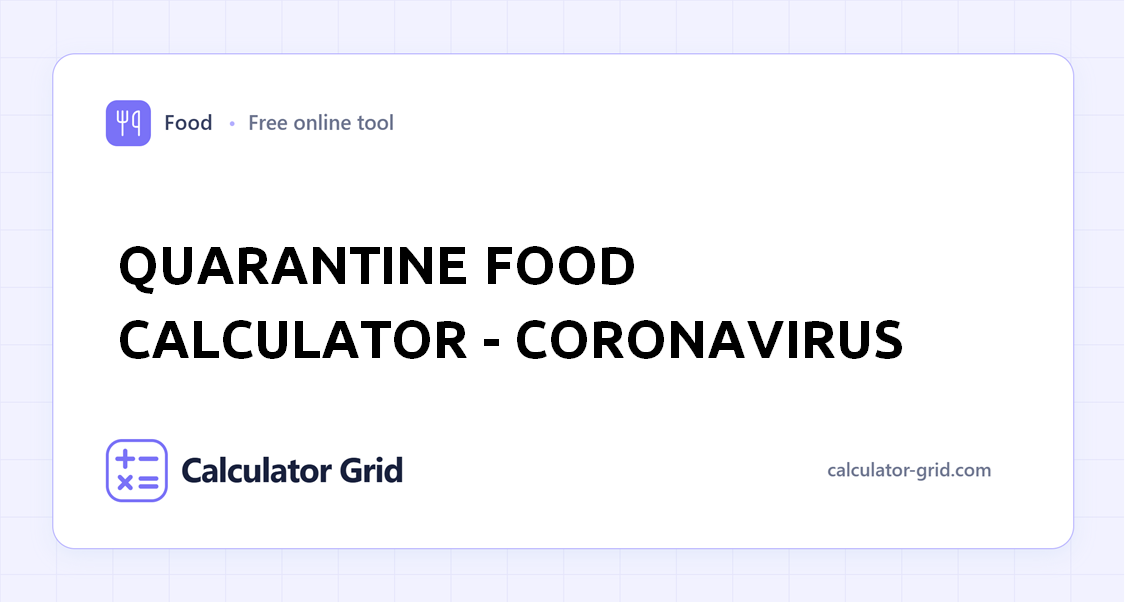 Quarantine Food Calculator - Coronavirus